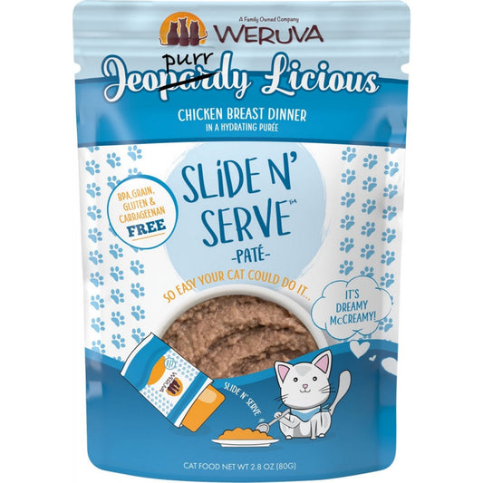 Weruva Slide N' Serve Grain Free Jeopurrdy Licious Chicken Dinner Wet Cat Food Pouch