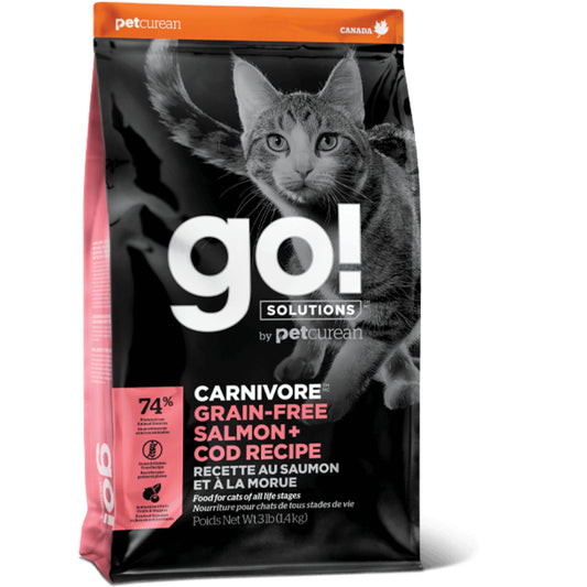 Petcurean GO! Solutions Carnivore Grain Free Salmon & Cod Recipe Dry Cat Food