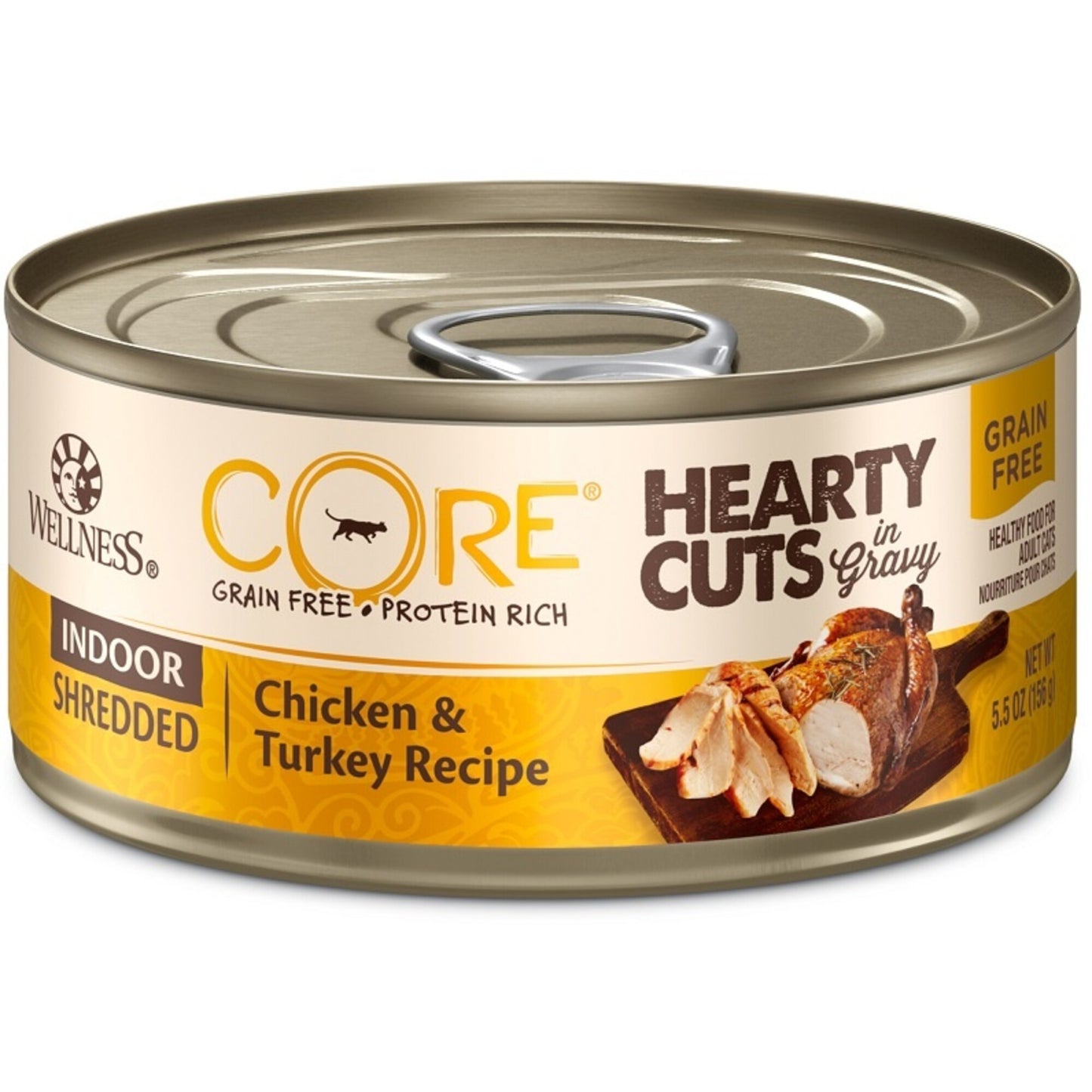 Wellness CORE Natural Grain Free Hearty Cuts Indoor Chicken and Turkey Canned Cat Food