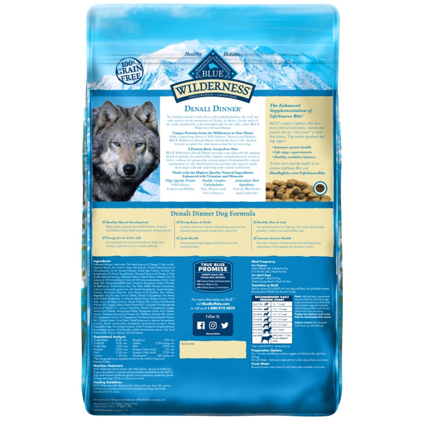 Blue Buffalo Wilderness Grain Free Natural Denali Dinner with Salmon, Venison & Halibut Dry Dog Food