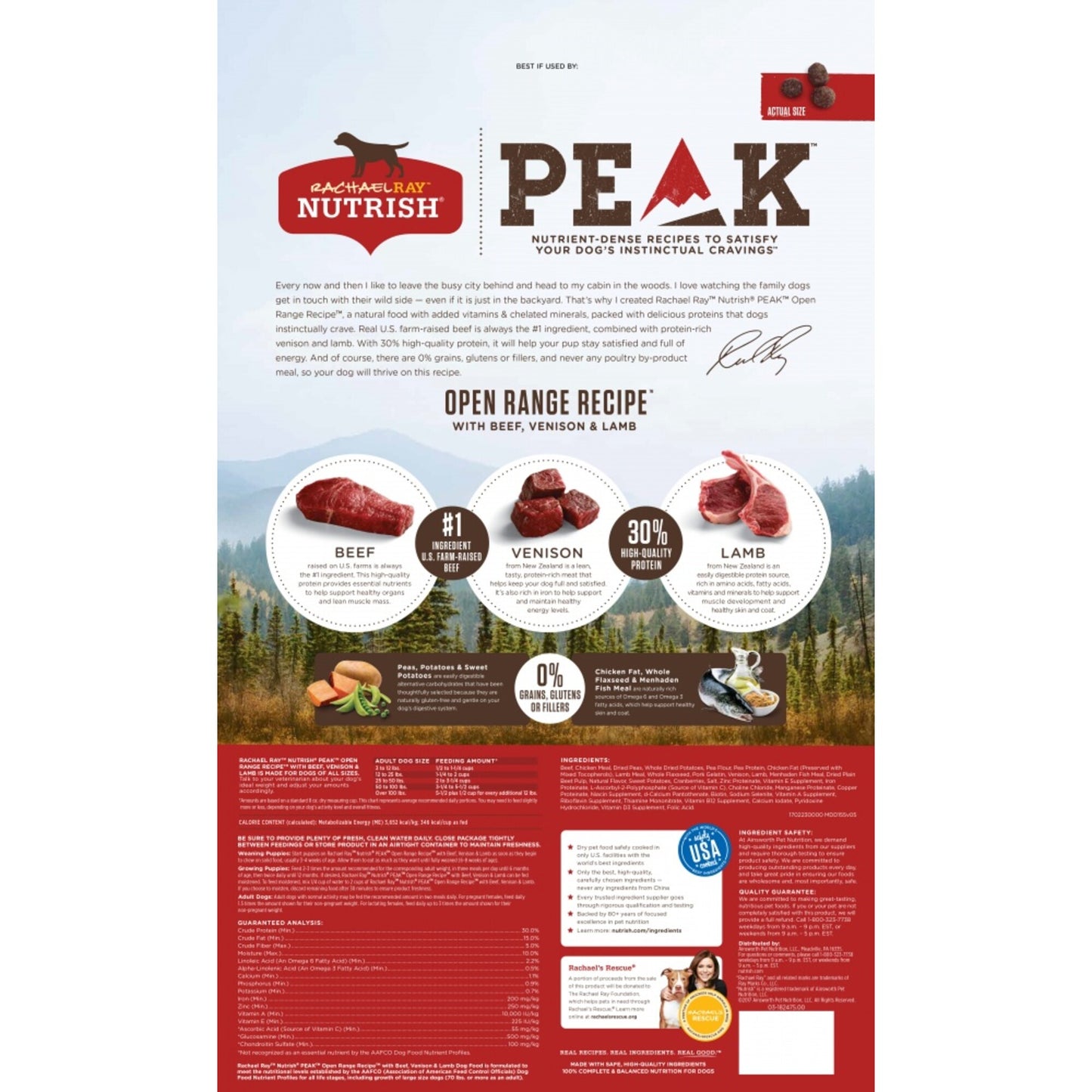 Rachael Ray Nutrish Peak Open Range Grain Free Beef, Venison, & Lamb Recipe Dry Dog Food