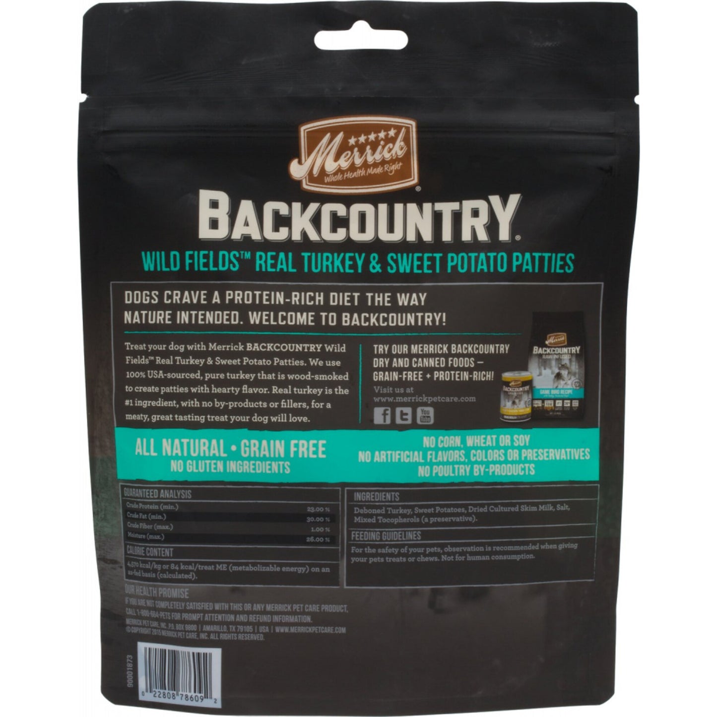 Merrick Backcountry Wild Prairie Grain Free Real Turkey and Sweet Potato Pattie Dog Treats
