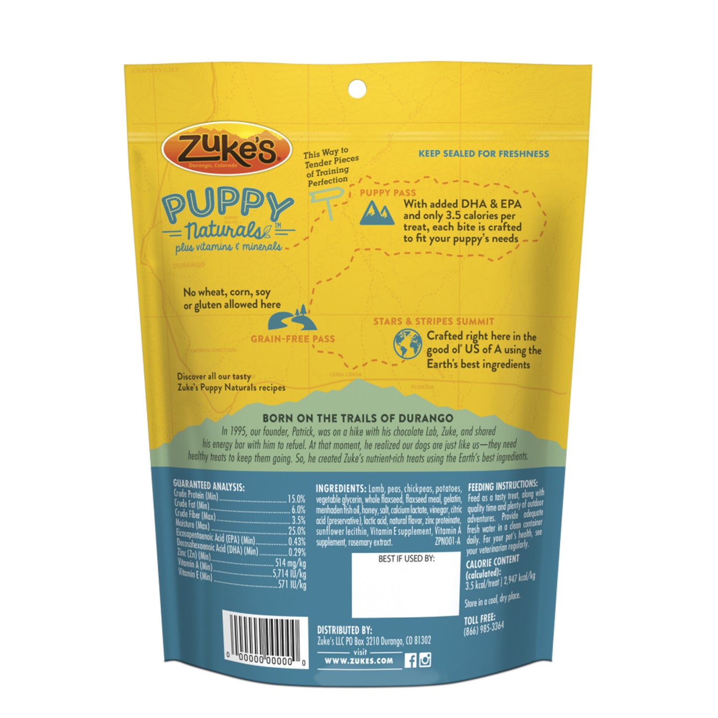 Zukes Puppy Naturals Grain Free Lamb and Chickpea Dog Treats