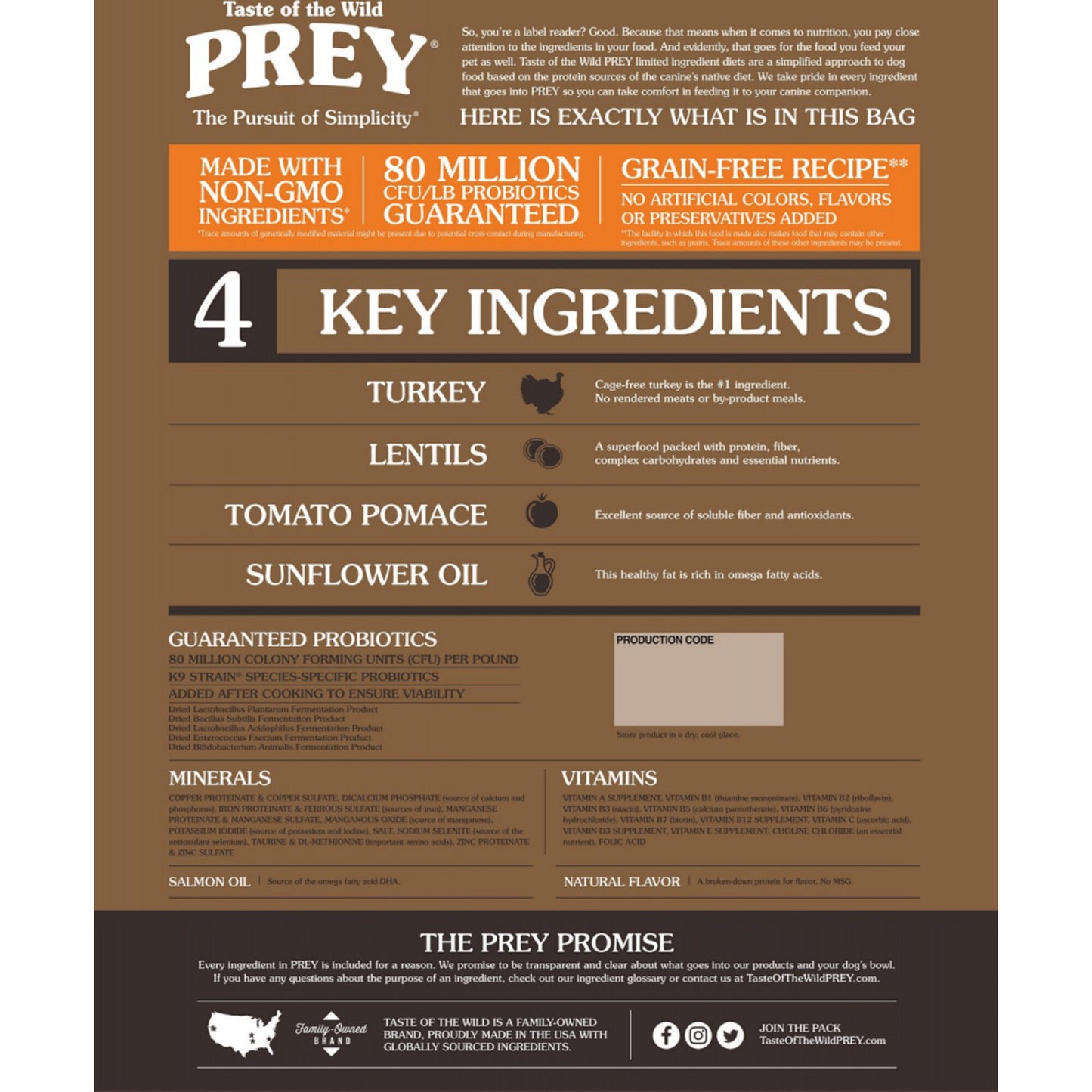 Taste Of The Wild Grain Free Prey Limited Ingredient Turkey Dry Dog Food