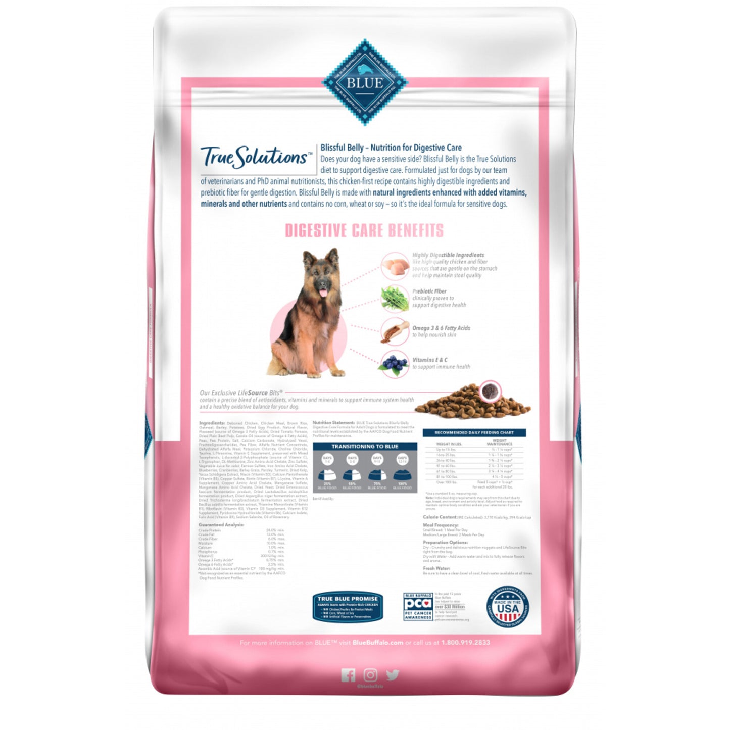 Blue Buffalo True Solutions Blissful Belly Natural Digestive Care Chicken Recipe Adult Dry Dog Food