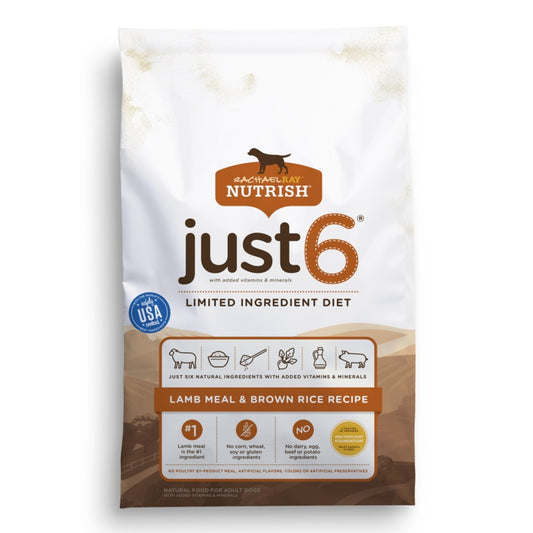 Rachael Ray Nutrish Just 6 Limited Ingredient Diet Lamb Meal & Brown Rice Recipe Dry Dog Food
