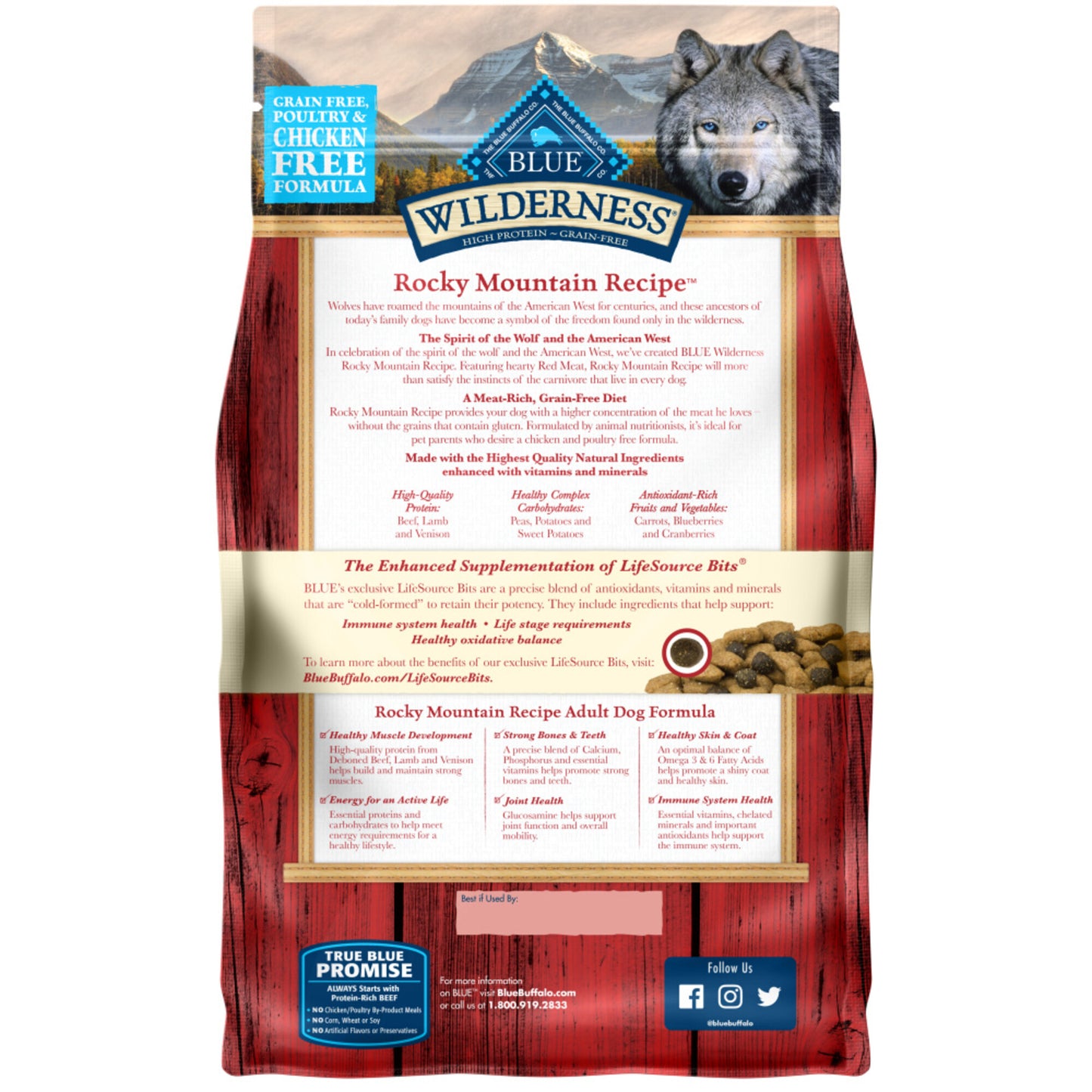 Blue Buffalo Wilderness Rocky Mountain Grain Free Red Meat High Protein Recipe Adult Dry Dog Food