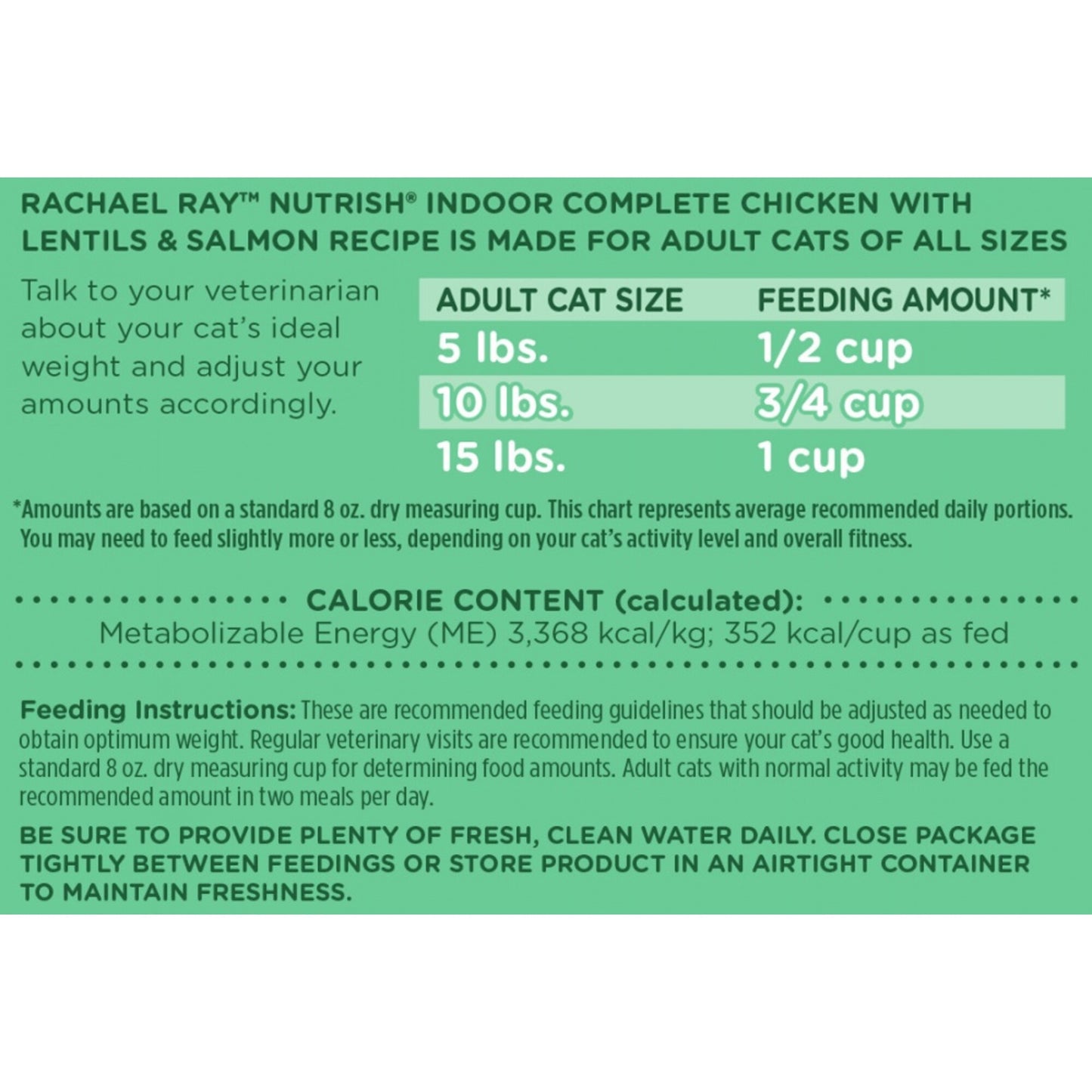 Rachael Ray Nutrish Indoor Complete Chicken & Salmon with Lentils Recipe Dry Cat Food