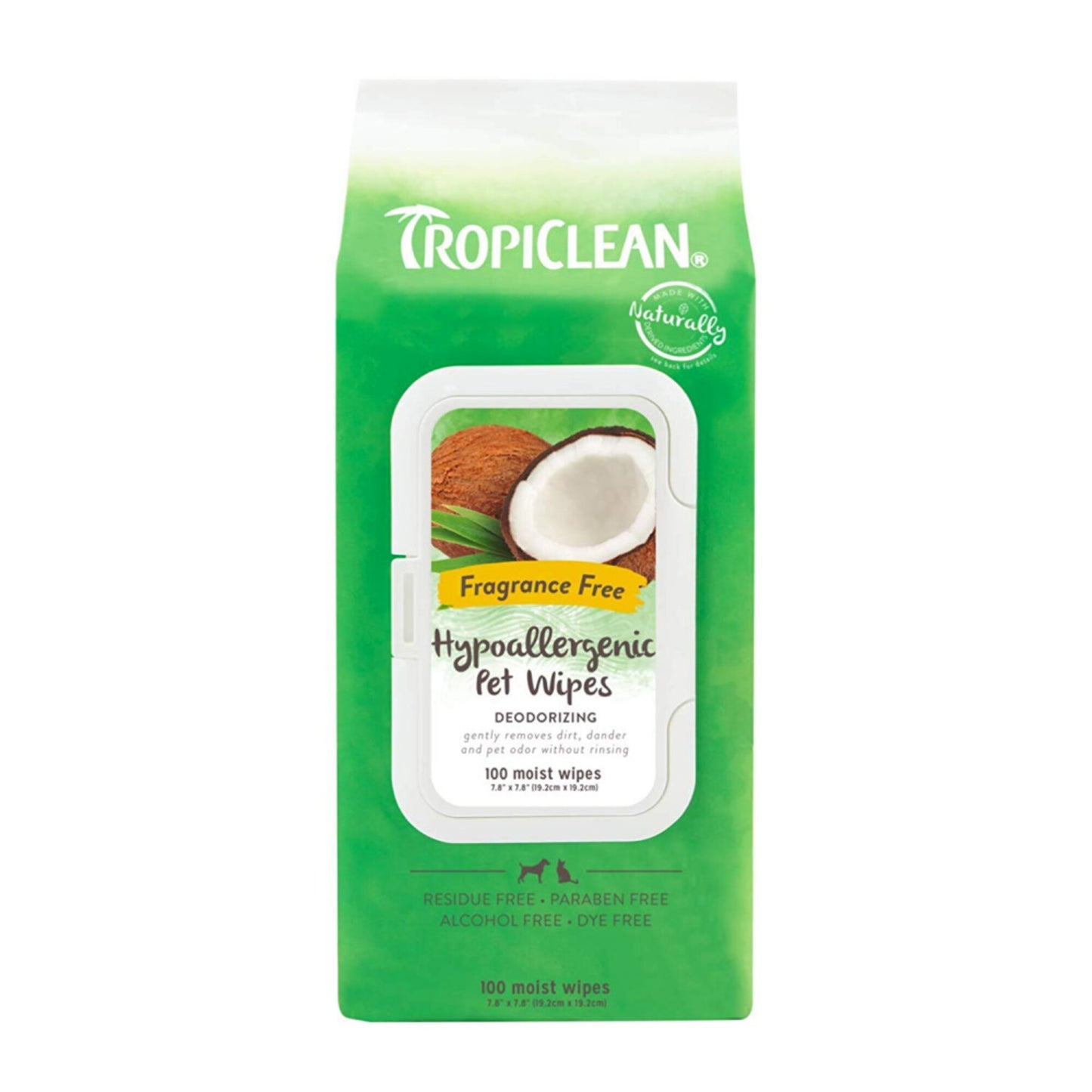 TropiClean Hypo Allergenic Deodorizing Bath Wipes for Dogs and Cats