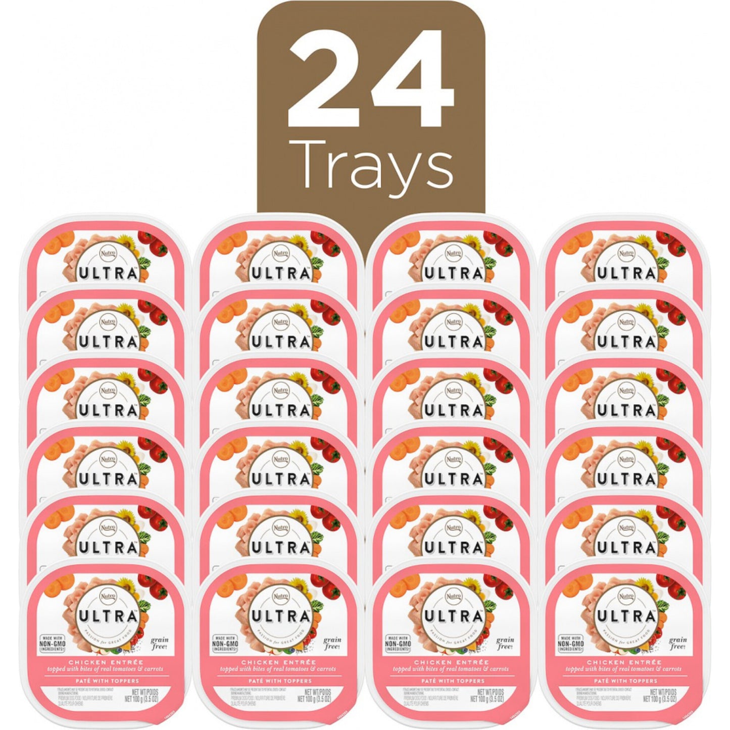 Nutro Ultra Grain-Free Chicken Entree Pate with Tomatoes and Carrots Adult Wet Dog Food Trays