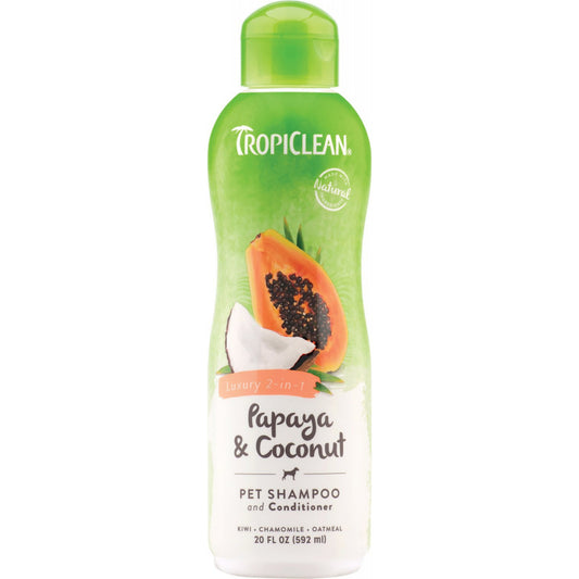 Tropiclean Papaya Plus 2 in 1 Pet Shampoo