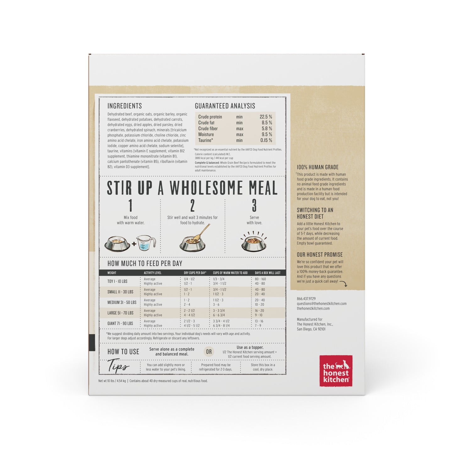 The Honest Kitchen Whole Grain Beef Recipe Dehydrated Dog Food