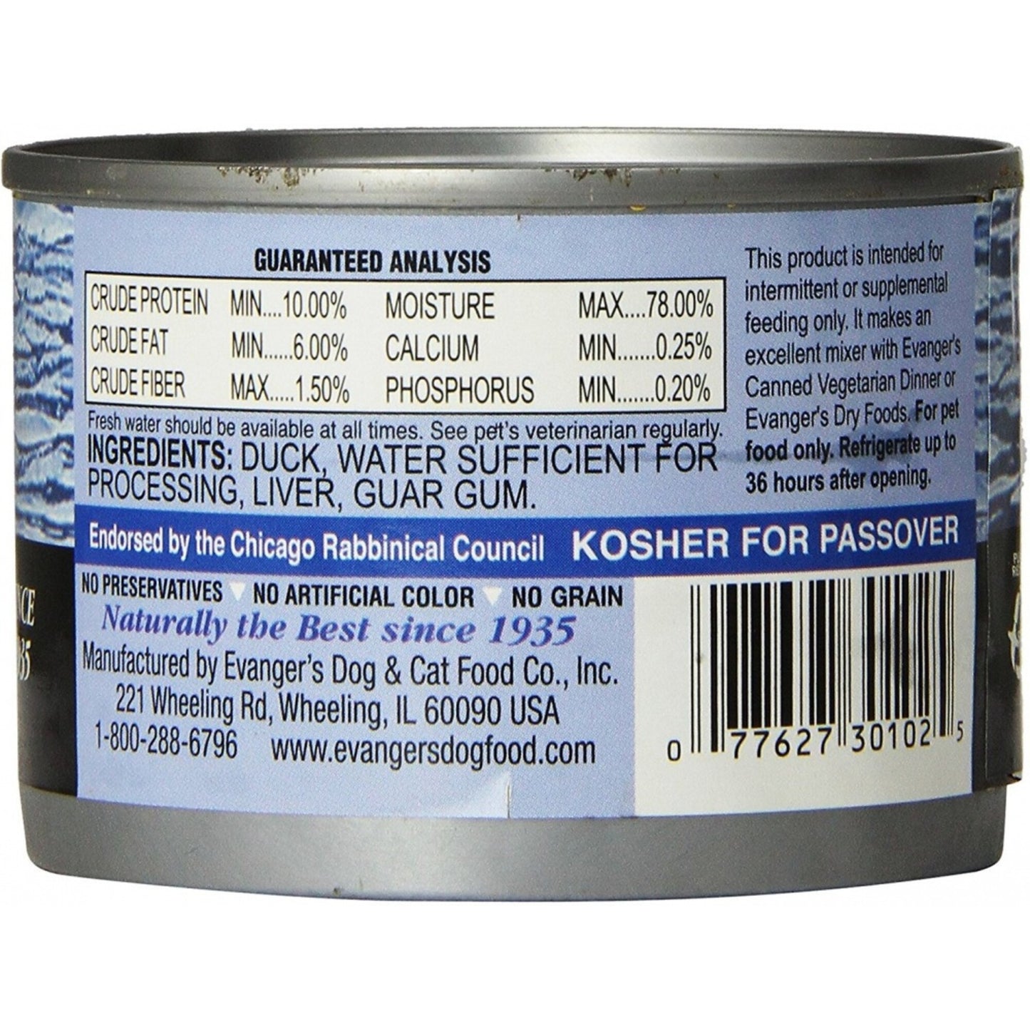 Evangers Grain Free Duck  Canned Dog and Cat Food