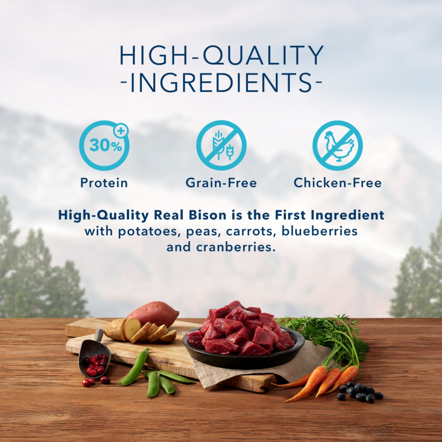 Blue Buffalo Wilderness Rocky Mountain Grain Free Natural Bison High Protein Recipe Adult Large Breed Dry Dog Food