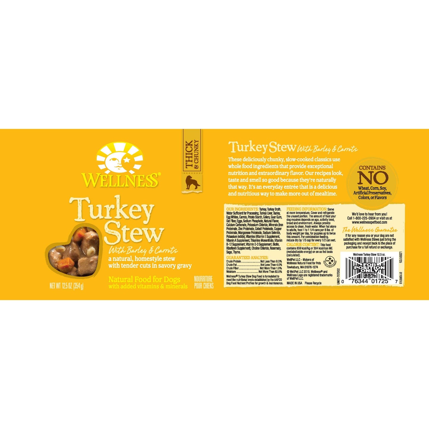 Wellness Natural Turkey Stew with Barley and Carrots Wet Canned Dog Food