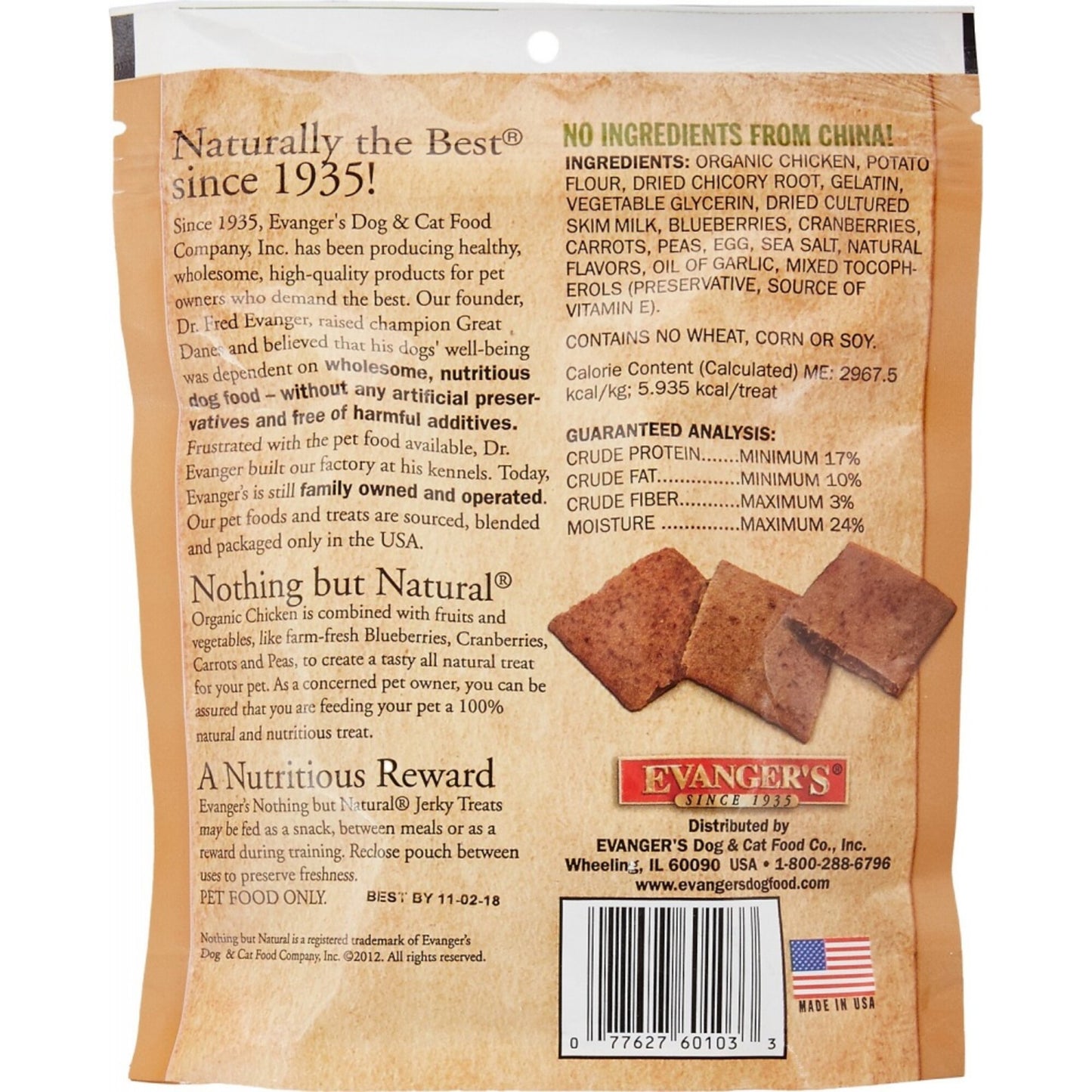 Evanger's Grain Free Organic Chicken with Fruits and Veggies Dog Treats