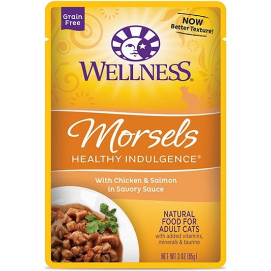 Wellness Healthy Indulgence Natural Grain Free Morsels with Chicken and Salmon in Savory Sauce Cat Food Pouch