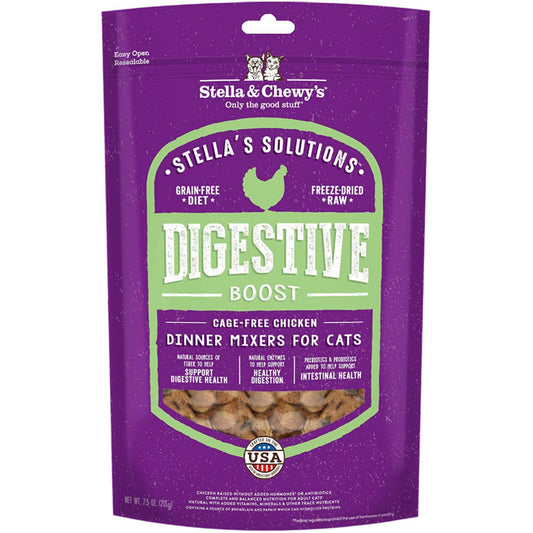 Stella & Chewy's Solutions Digestive Boost Cage Free Chicken Cat Food Dinner Mixers