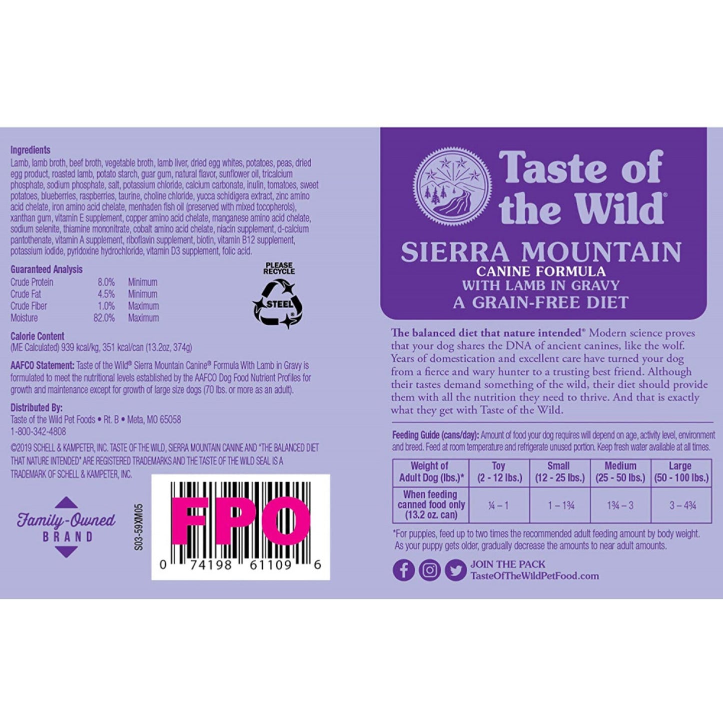 Taste Of The Wild Sierra Mountain Canine Canned Dog Food
