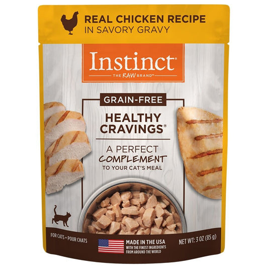 Instinct Healthy Cravings Grain Free Tender Chicken Recipe Meal Topper Pouches for Cats
