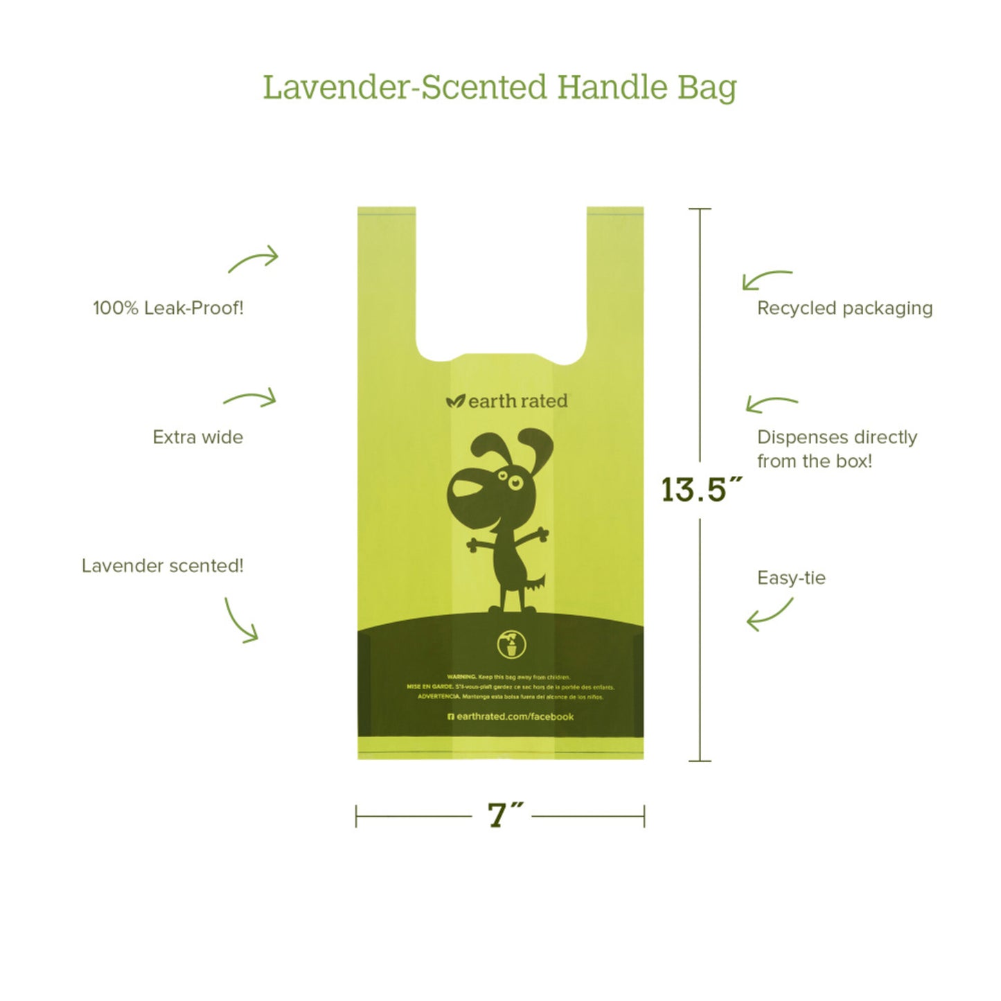 Earth Rated Handle Bags Lavender Scented - 120 Count