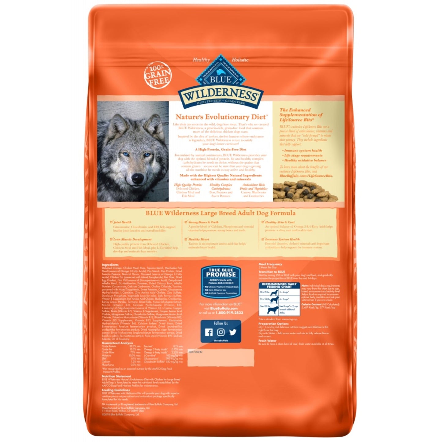 Blue Buffalo Wilderness Grain Free High Protein Chicken Recipe Adult Large Breed Dry Dog Food
