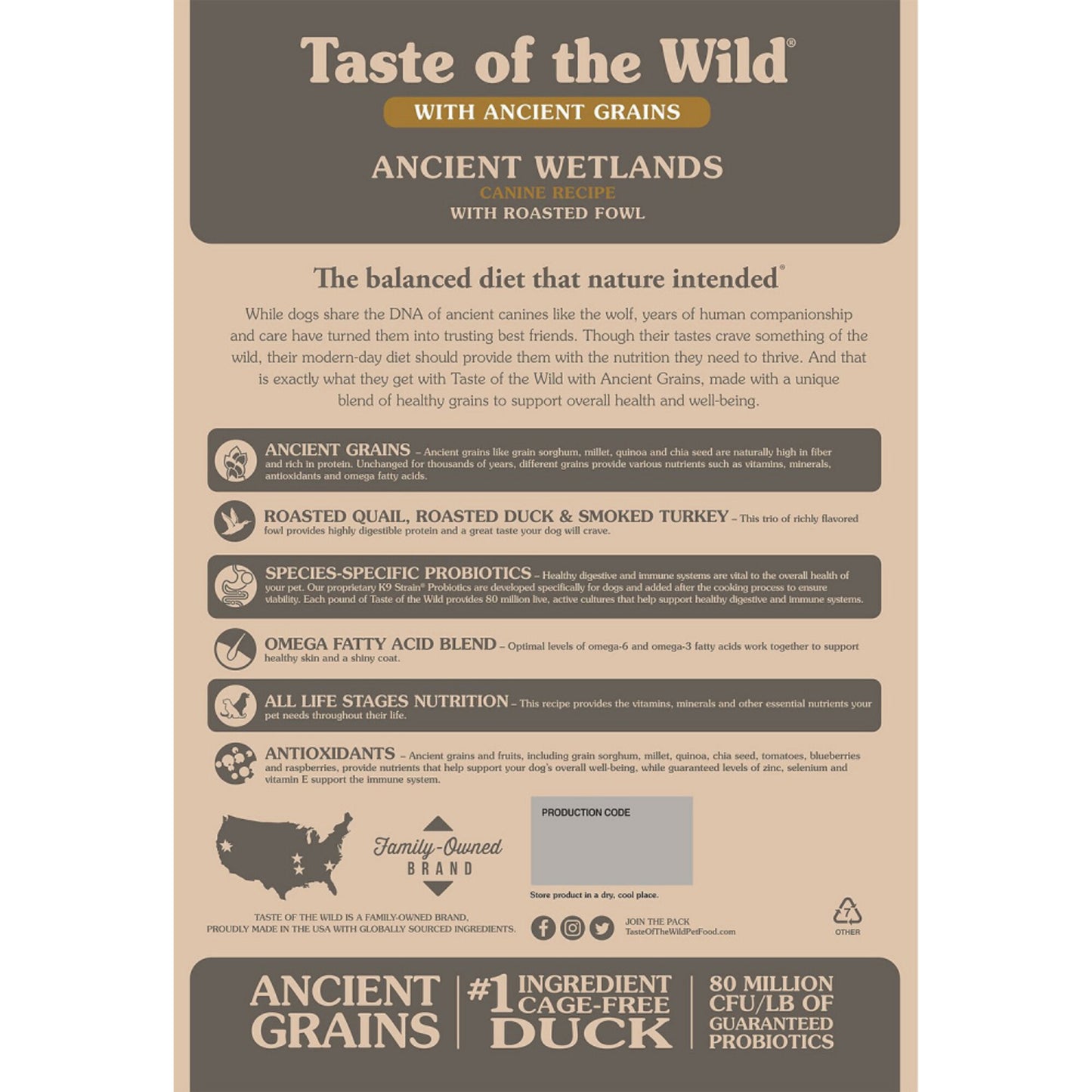 Taste of the Wild Ancient Wetlands with Ancient Grains Dry Dog Food