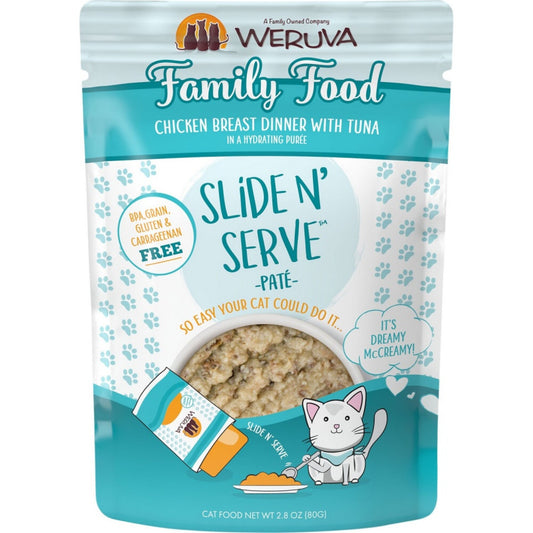 Weruva Slide N' Serve Grain Free Family Food Chicken Breast Dinner with Tuna Wet Cat Food Pouch