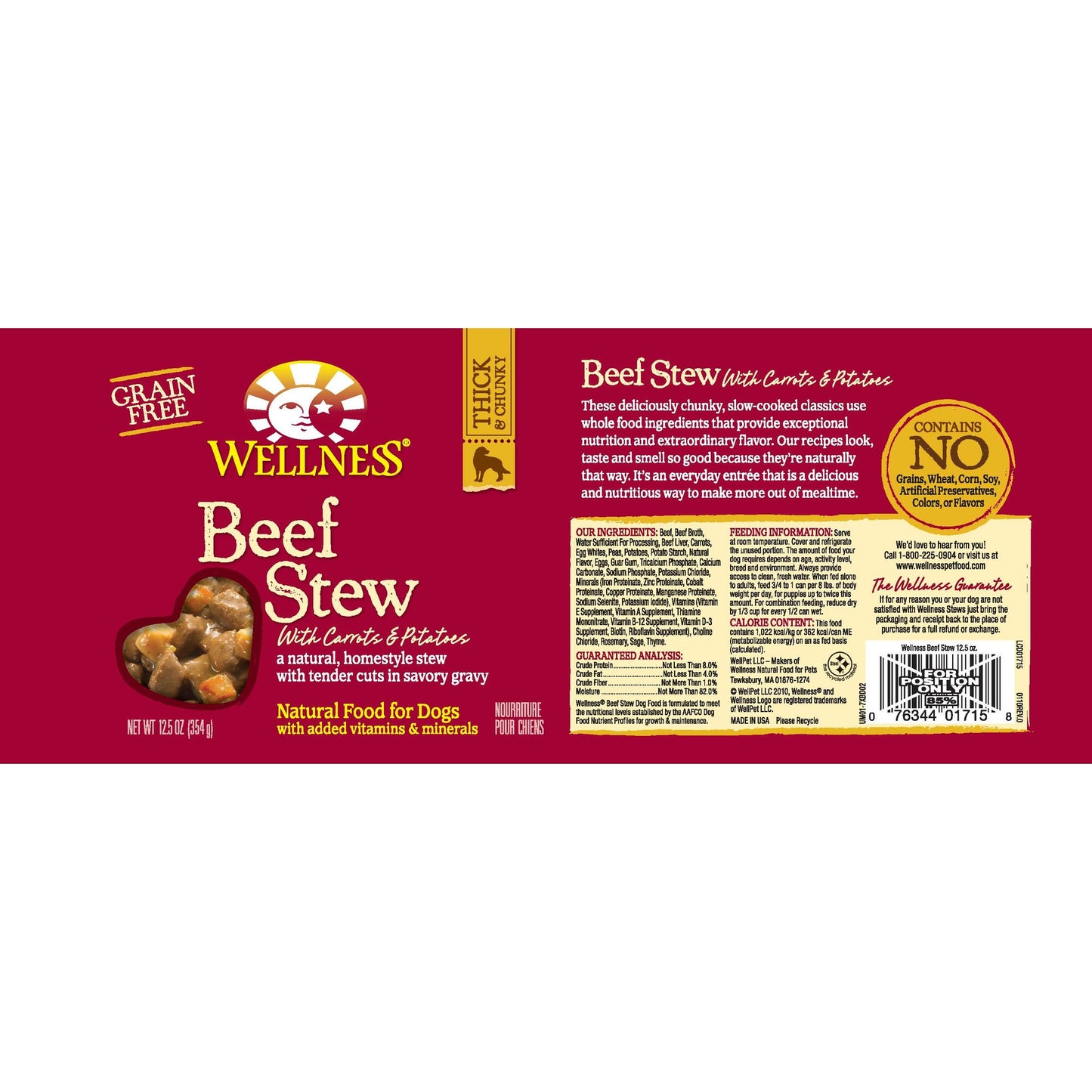 Wellness Grain Free Natural Beef Stew with Carrots & Potato Wet Canned Dog Food