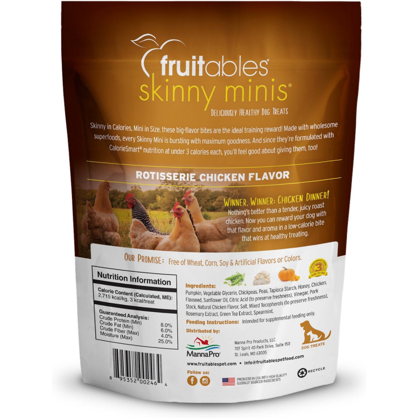 Fruitables Skinny Minis Rotisserie Chicken Flavor Soft & Chewy Dog Treats