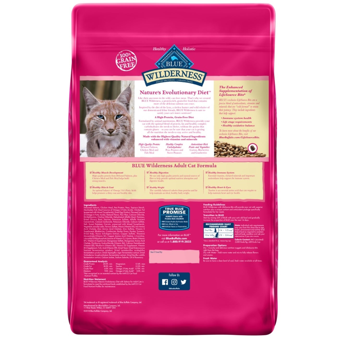 Blue Buffalo Wilderness Grain Free Salmon High Protein Recipe Dry Cat Food