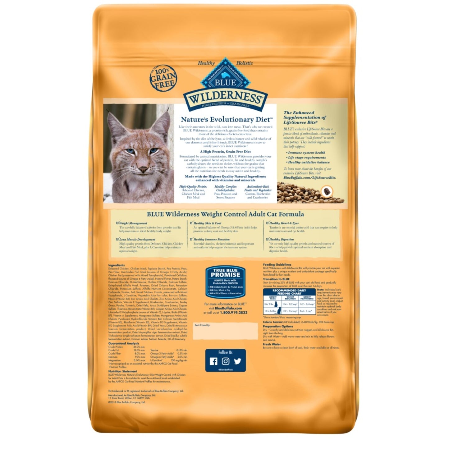 Blue Buffalo Wilderness Grain Free Weight Control Chicken Recipe  Dry Cat Food