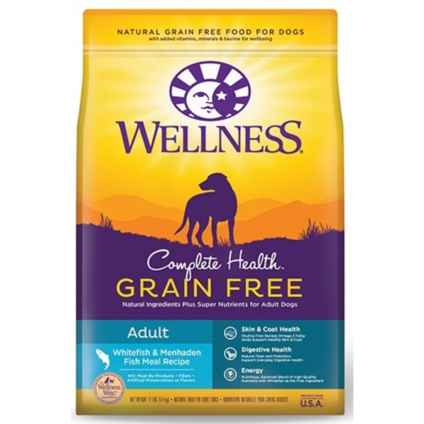 Wellness Complete Health Grain Free Natural Adult Whitefish and Menhaden Fish Meal Recipe Dry Dog Food