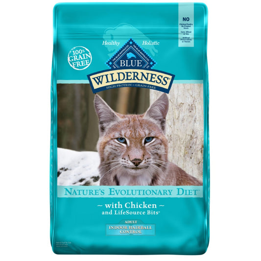 Blue Buffalo Wilderness Grain Free Adult Indoor Hairball Chicken High Protein Dry Cat Food