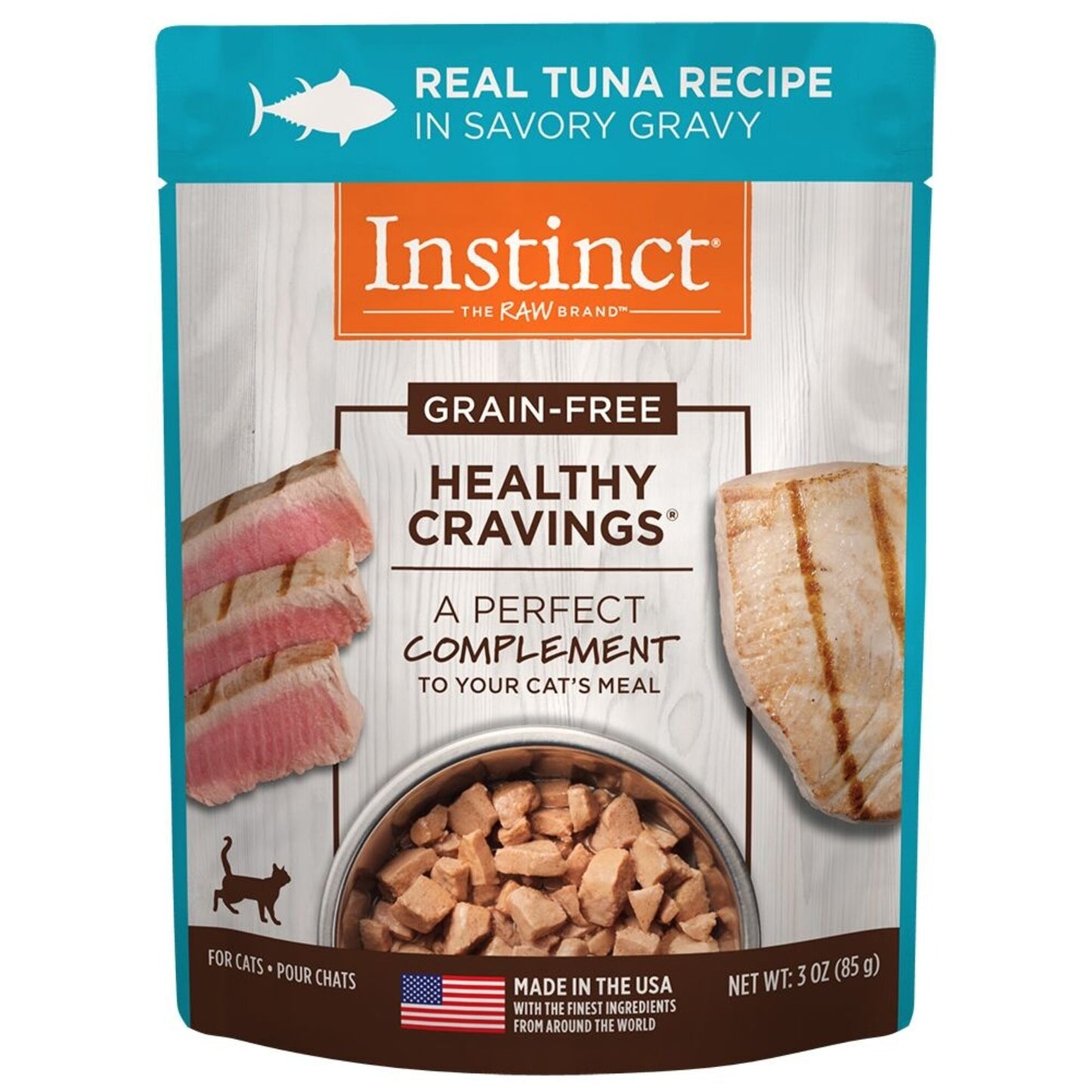 Instinct Healthy Cravings Grain Free Tender Tuna Recipe Meal Topper Pouches for Cats