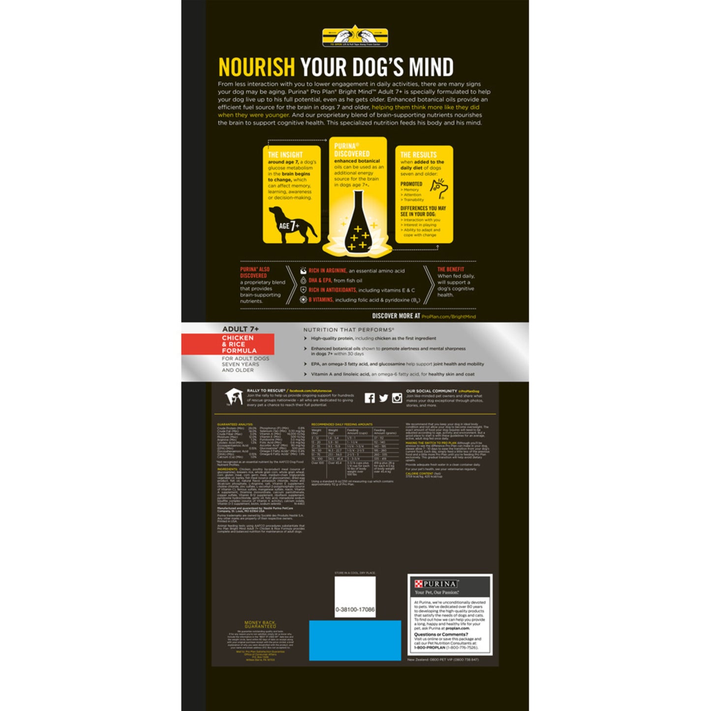 Purina Pro Plan Bright Mind Adult 7plus Chicken & Rice Formula Dry Dog Food