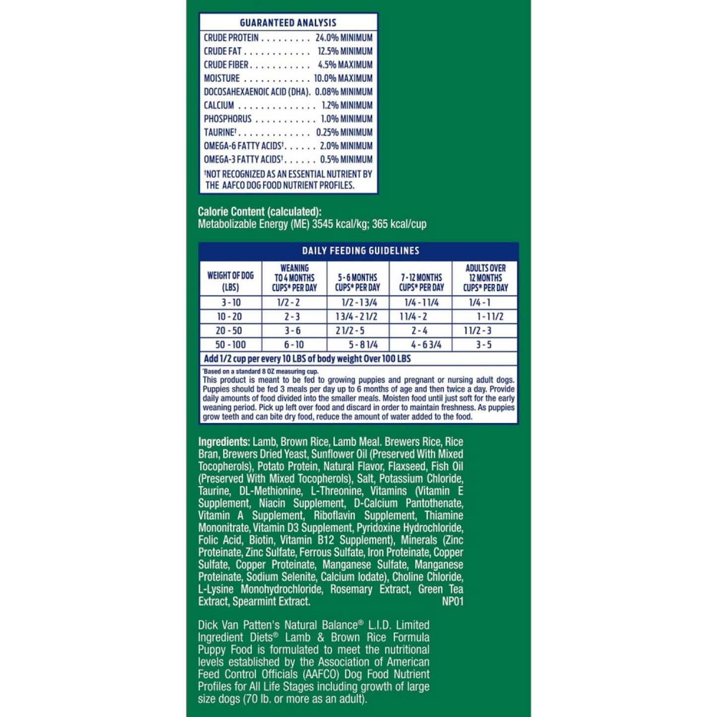 Natural Balance L.I.D. Limited Ingredient Diets Lamb & Brown Rice Puppy Formula Dry Dog Food