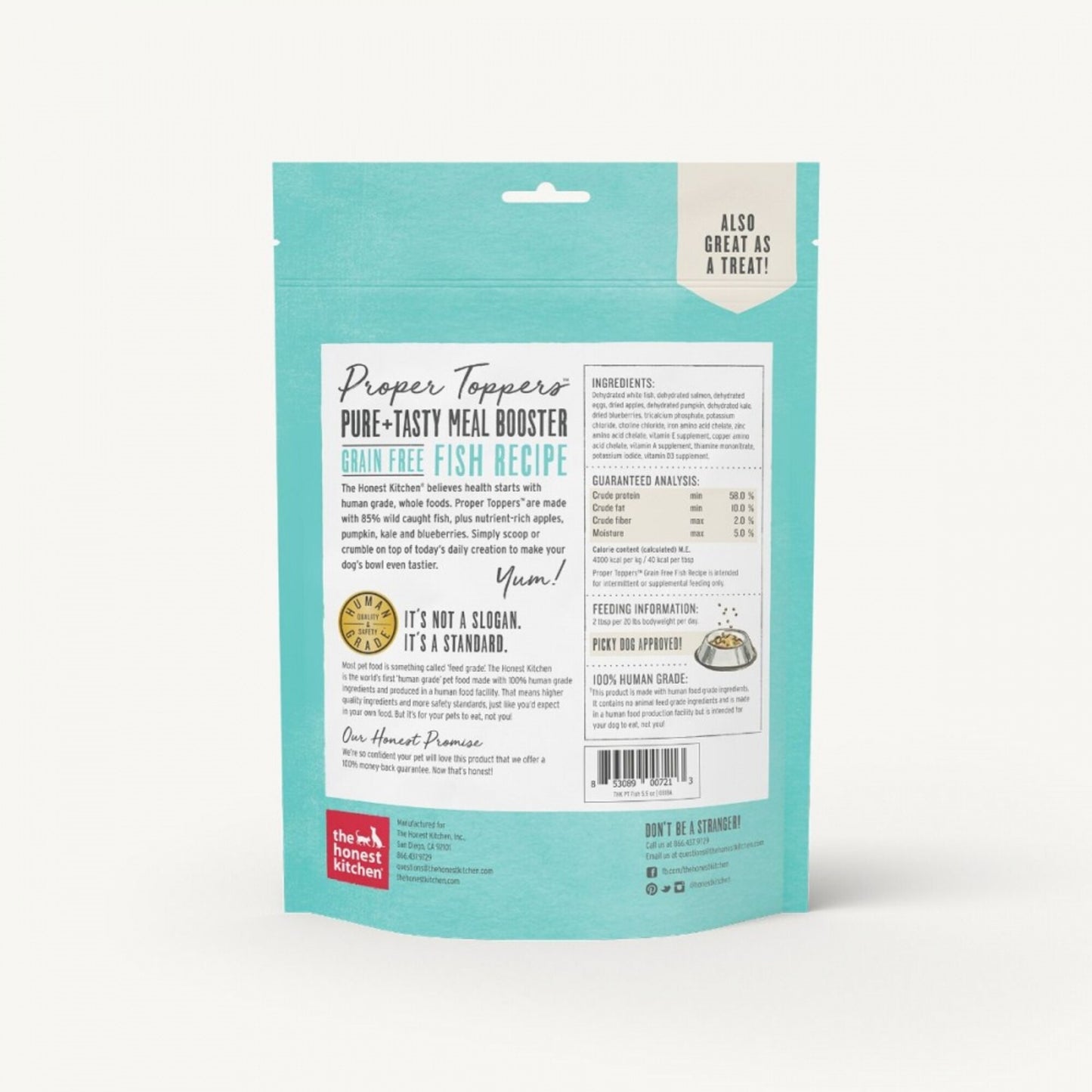 The Honest Kitchen PROPER TOPPERS Grain Free Fish Dog Food Pouch