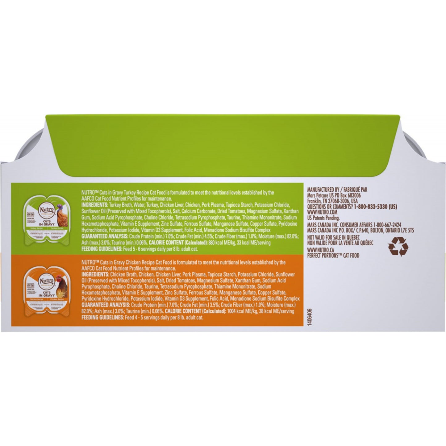 Nutro Perfect Portions Grain Free Chicken and Turkey Cuts in Gravy Wet Cat Food Tray Variety Pack