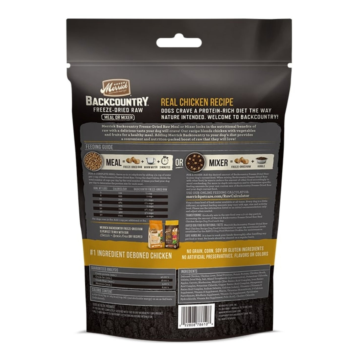 Merrick Backcountry Freeze Dried Grain Free Chicken Recipe Meal Mixer for Dogs