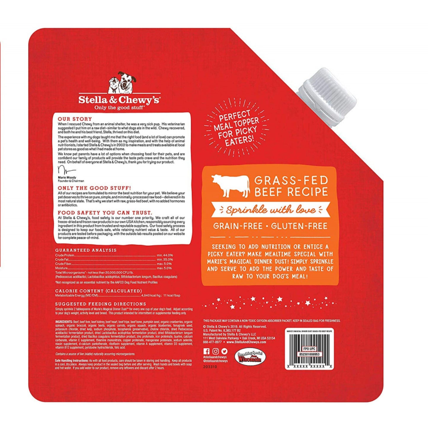 Stella & Chewy's Marie's Magical Dinner Dust Freeze-Dried Grass Fed Beef Recipe Dog Food Topper
