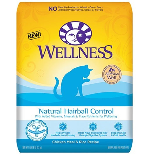 Wellness Natural Hairball Control Chicken Meal and Rice Recipe Dry Cat Food