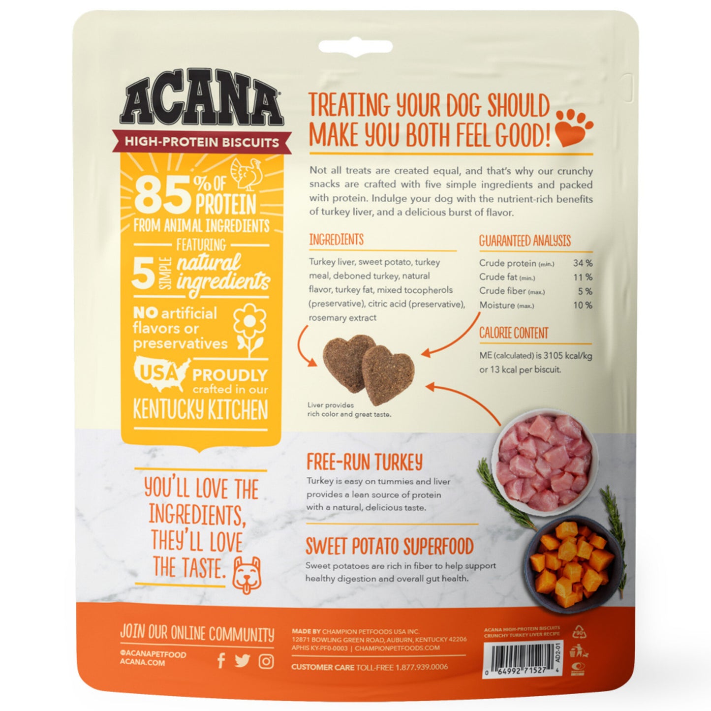ACANA Crunchy Biscuits High-Protein Turkey Liver Recipe Dog Treats