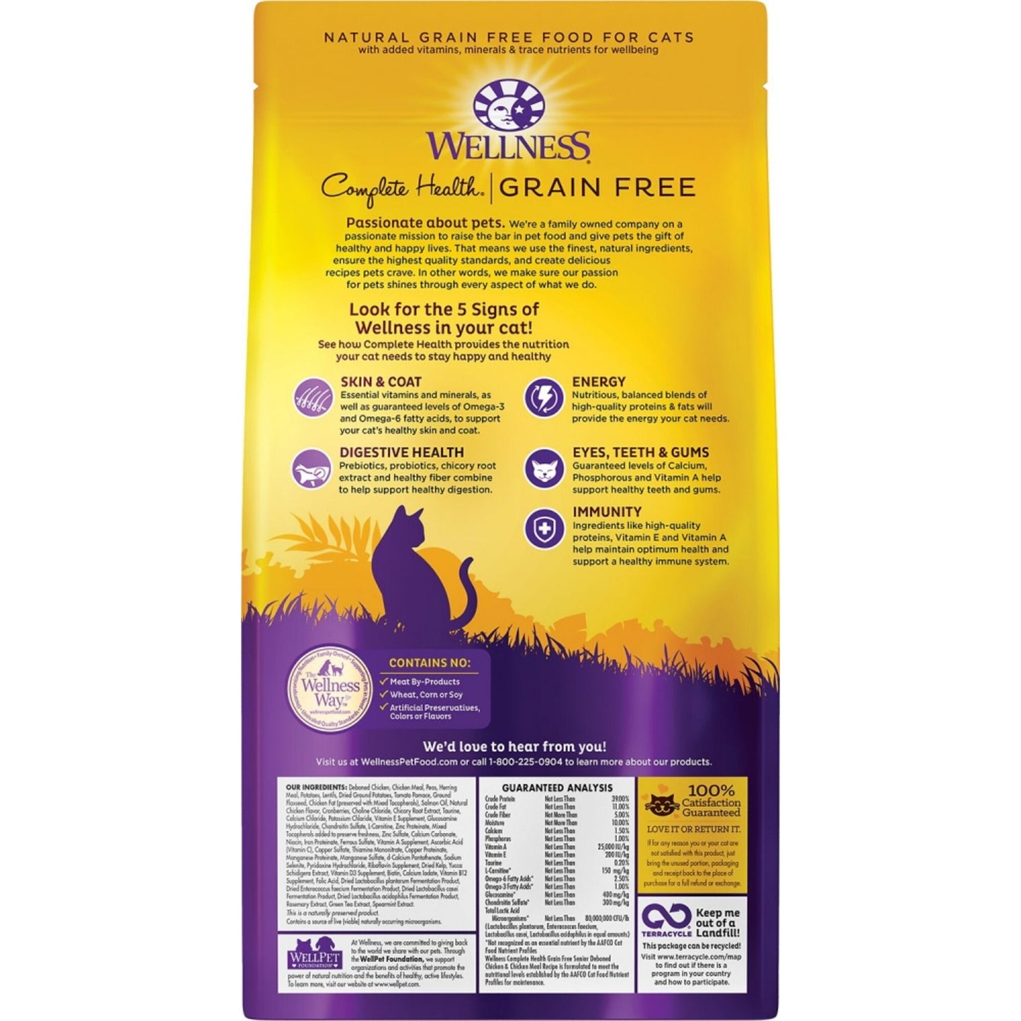 Wellness Complete Health Deboned Chicken & Chicken Meal Grain Free Senior Dry Cat Food