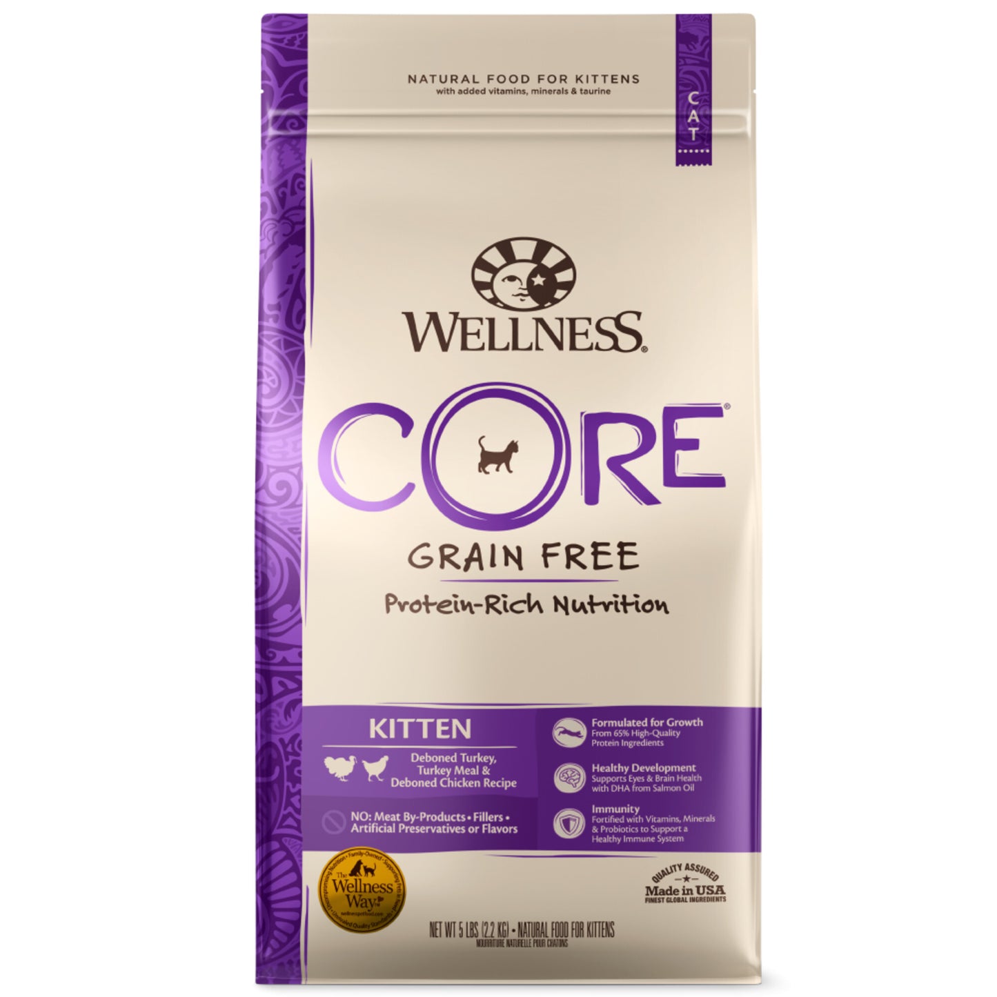 Wellness CORE Grain Free Natural Kitten Health Turkey, Turkey Meal and Chicken Recipe Dry Cat Food