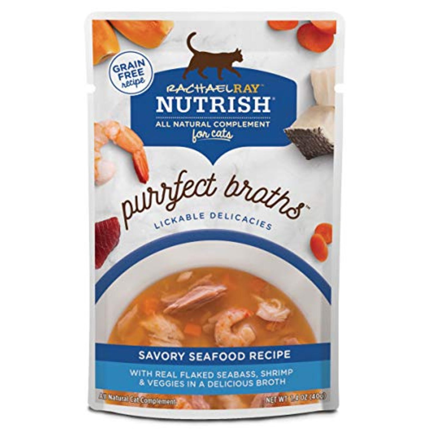Rachael Ray Nutrish Purrfect Broths Savory Seafood Recipe Wet Cat Food Topper