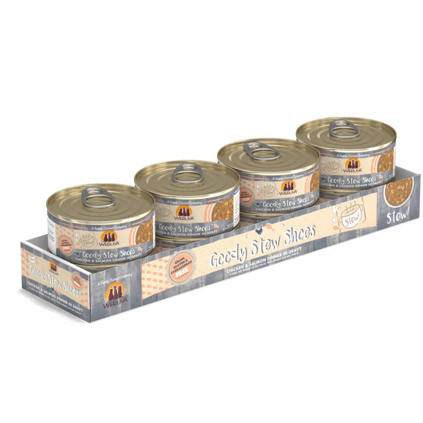 Weruva Classic Cat Stews! Goody Stew Shoes with Chicken & Salmon in Gravy Canned Cat Food