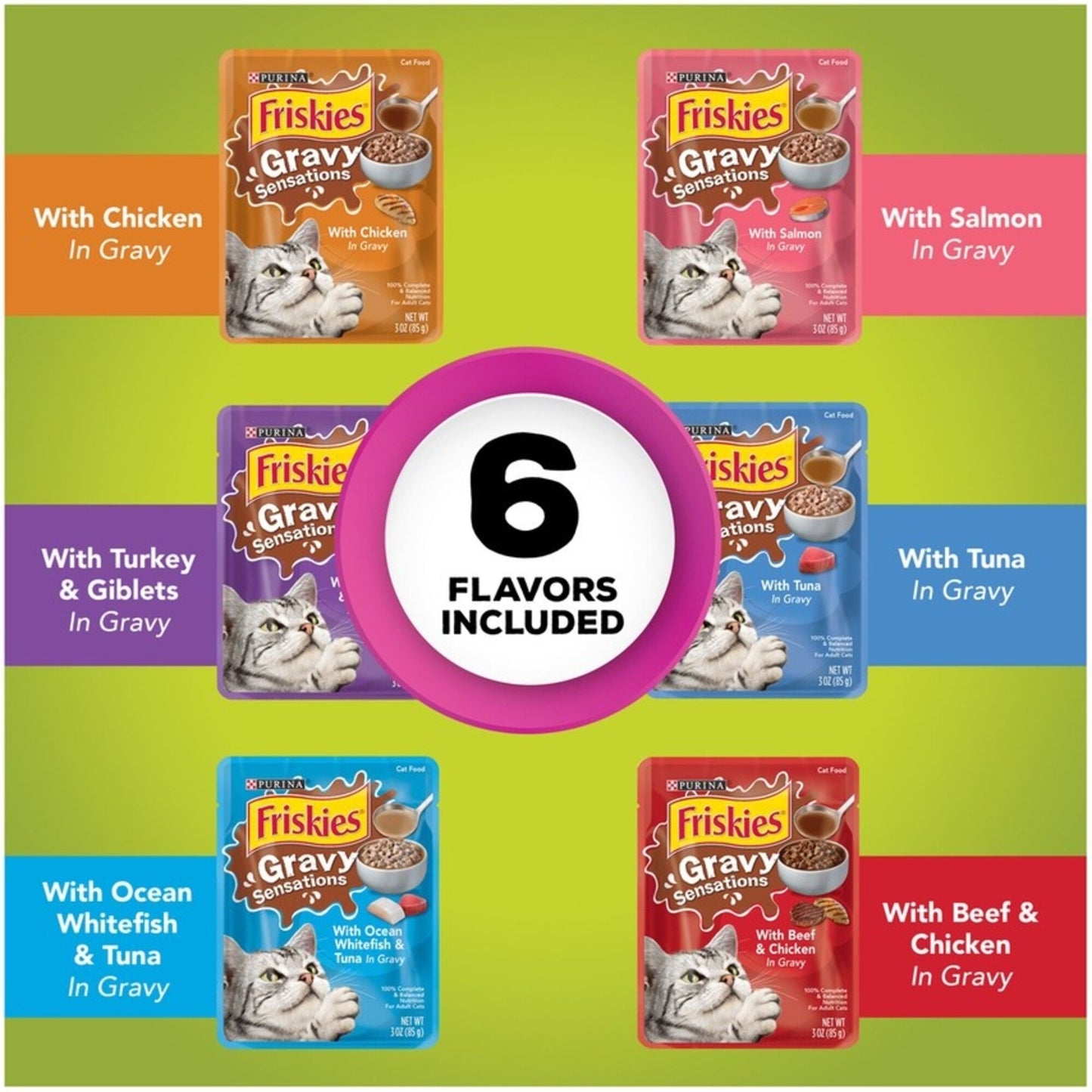 Friskies Gravy Sensations Variety Pack Cat Pouches Wet Cat Food