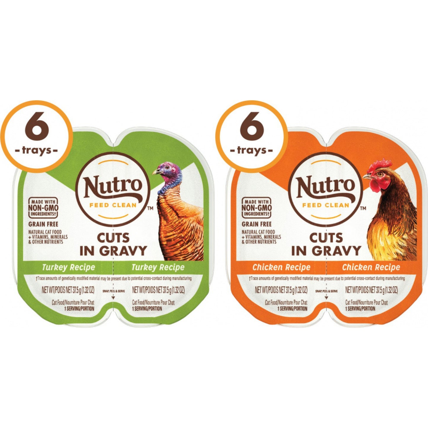 Nutro Perfect Portions Grain Free Chicken and Turkey Cuts in Gravy Wet Cat Food Tray Variety Pack