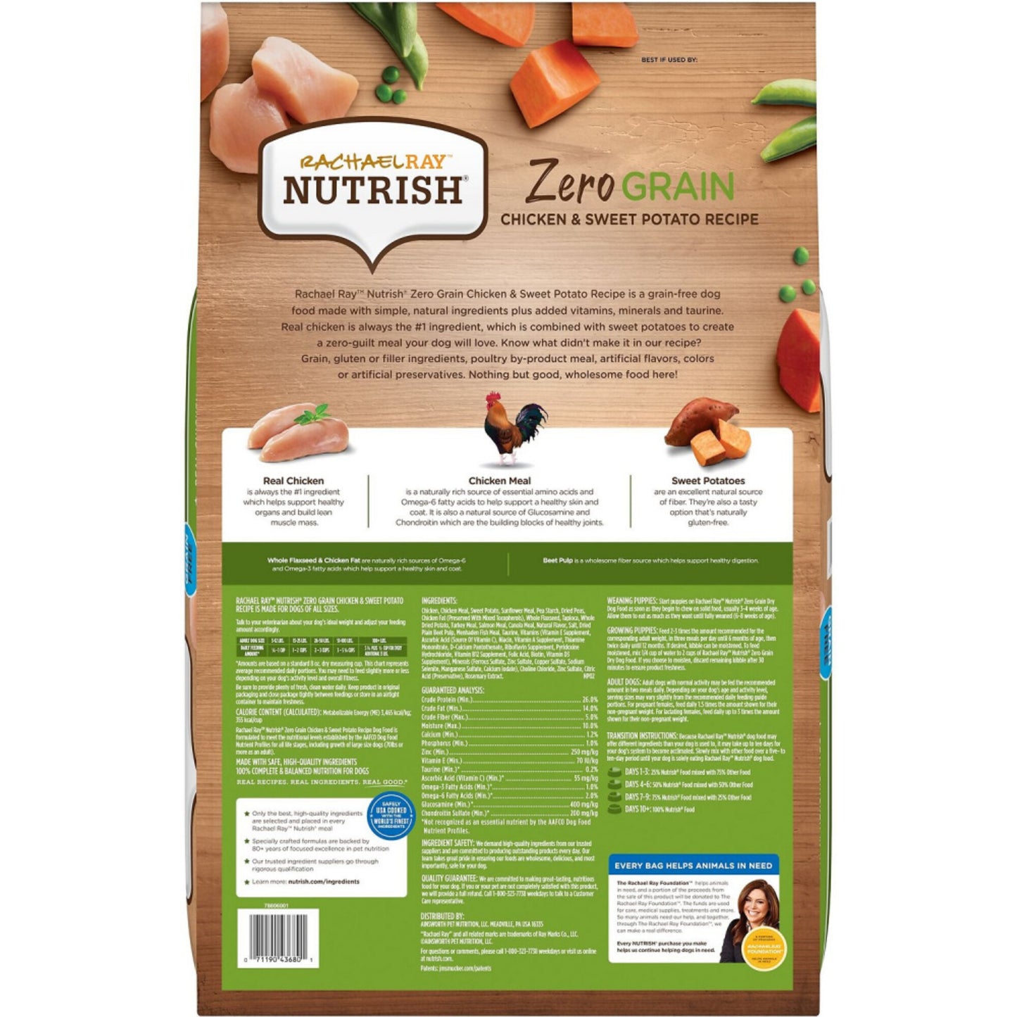 Rachael Ray Nutrish Zero Grain Natural Chicken & Sweet Potato Recipe Dry Dog Food